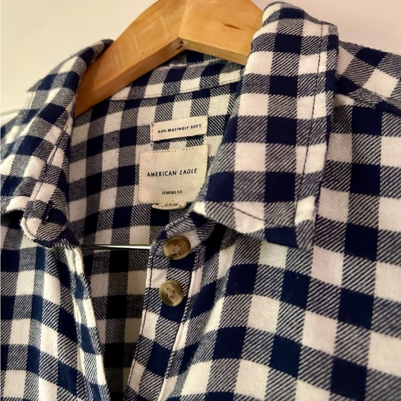 American Eagle Gingham Peplum Babydoll Long Sleeve Top.  Size Small. - Picture 7 of 11